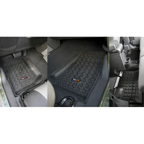 ALL TERRAIN FLOOR LINER KIT, FRONT AND 2ND ROW, BLACK, RUGGED RI